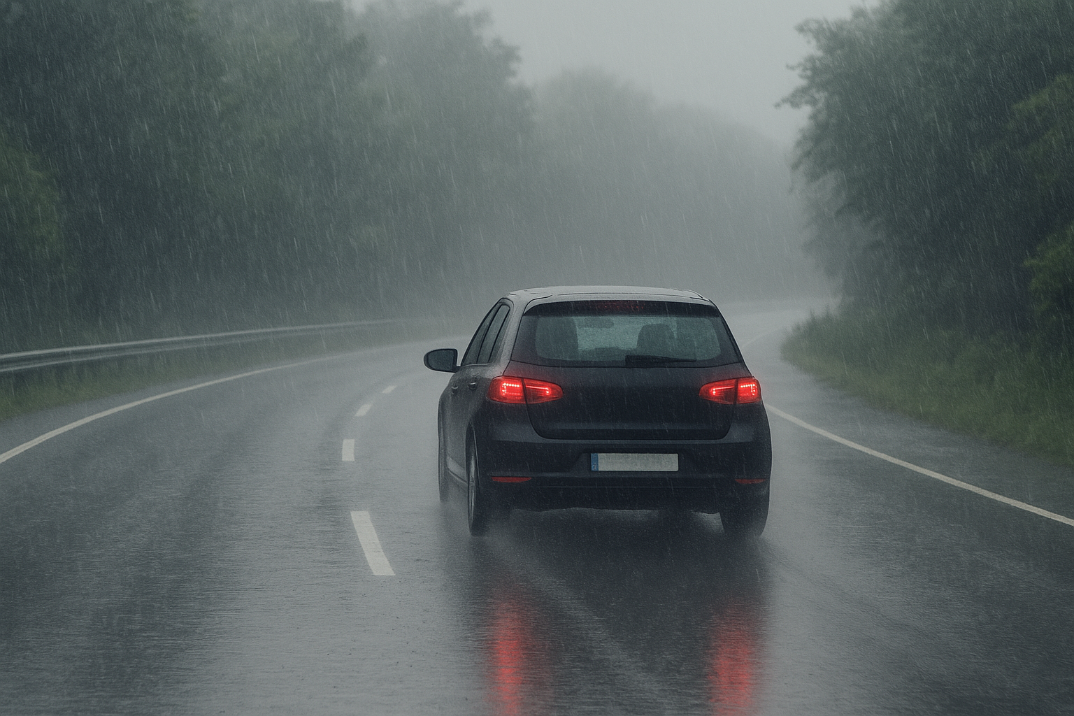 烟雨迷蒙的公路
